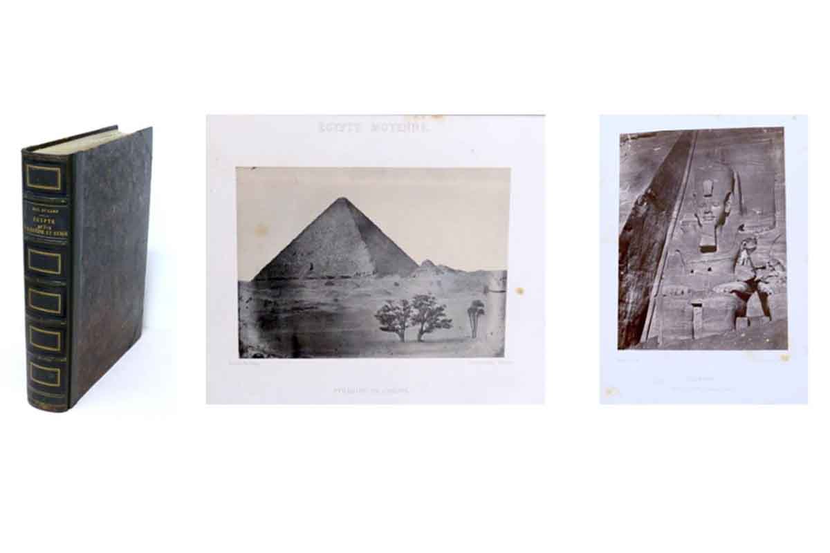 Imagens do livro e dos registos fotográficos duranta a viagem de Maxime Du Camp ao Médio Oriente.