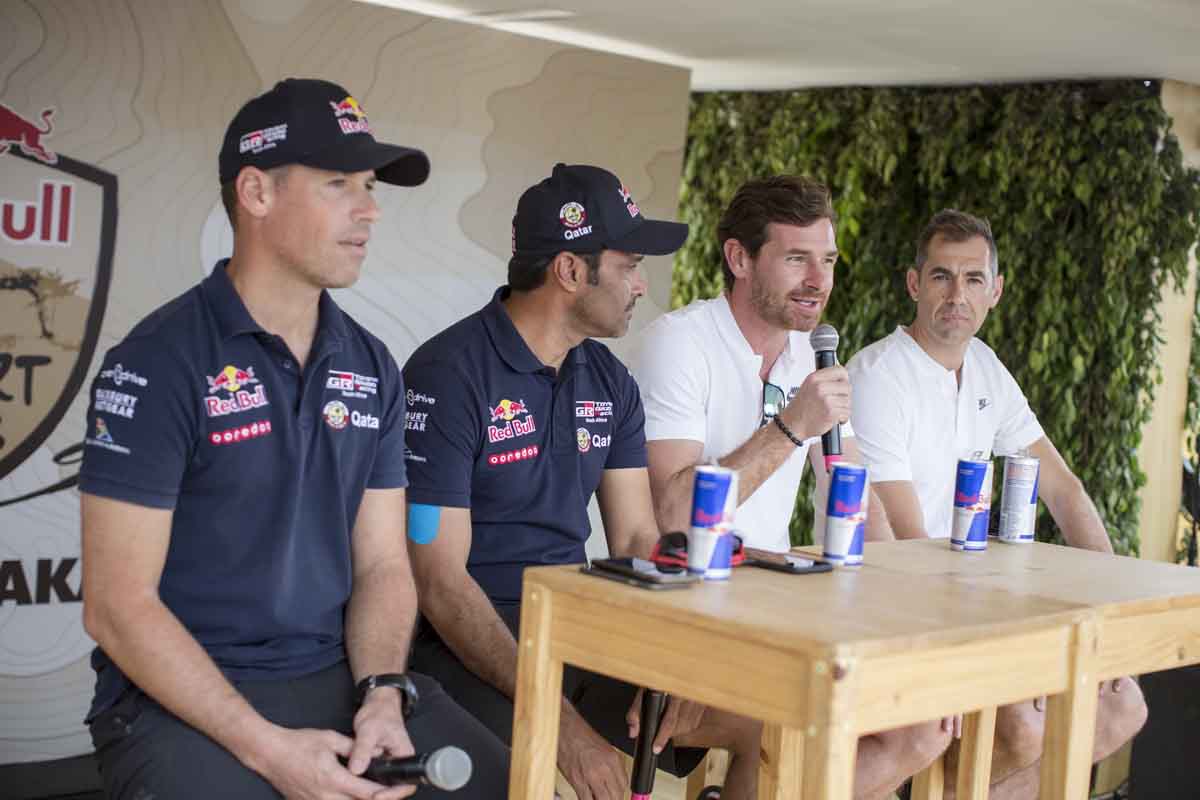 Nasser Al-Attiyah, co-driver Matthieu Baumel, Andre Villas-Boas and co-driver Ruben Faria deliver a press conference before the Rally Dakar 2018 in Lima, Peru on January 4th, 2018.