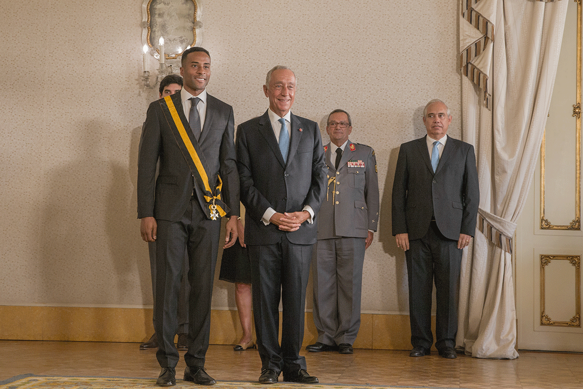Marcelo Rebelo de Sousa e Nelson Évora