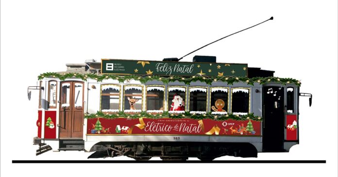 Eletrico_Natal_STCP s Pai Natal no Elétrico