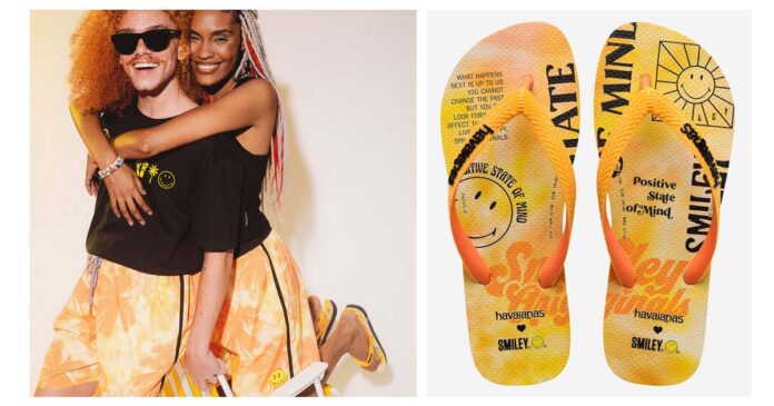 Havaianas e Smiley roupa unissexo