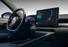 Conectividade Zeekr transforma o automóvel numa plataforma digital Conectividade Zeekr no interior do automóvel com sistema de navegação no ecrã central