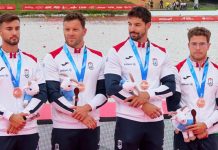 Campeonato do Mundo de Velocidade coloca Portugal no pódio com bronze no K4 500 metros K4 português no pódio do Campeonato do Mundo de Velocidade e Paracanoagem