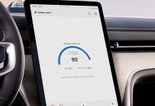 Segurança Volvo ganha nova dimensão com inteligência artificial a analisar a condução Segurança Volvo com Safety Coach apresentado no ecrã central do automóvel