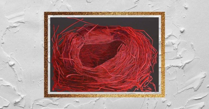 Au-delà du Réel: obra Nid Rouge n.º 9, de Fabienne Houzé-Ricard, apresentada no Palacete Severo